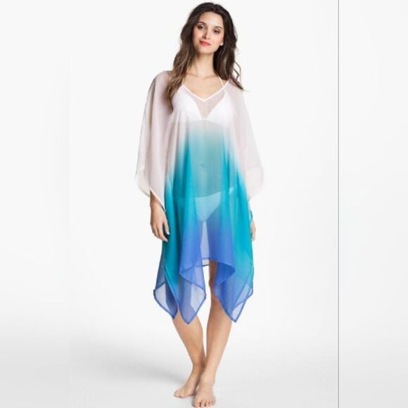 Blue Ombre Sheer Swim Cover-Up - Picture 1 of 9
